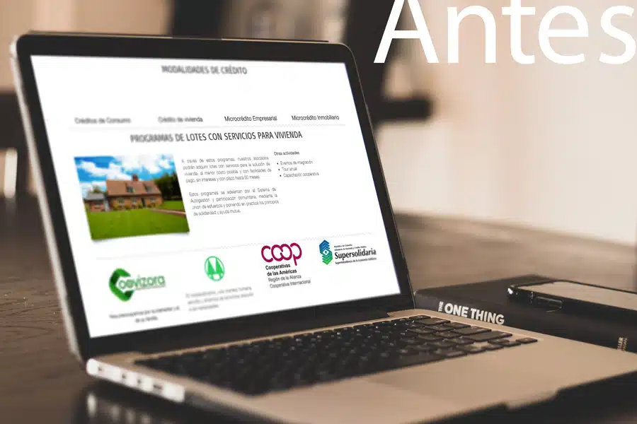 Diseño de pagina web coovizora empresa banco de ahorro y crédito villavicencio coovizora